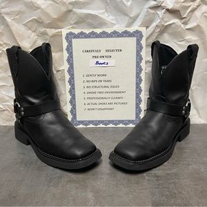 Justin Gypsy L9991 Tall Women's Black Harness Square toe Leather Boots size 8